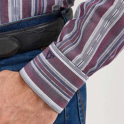 Wrangler Mens Cody Johnson One Pocket Shirt Mauve Stripes - 112369557