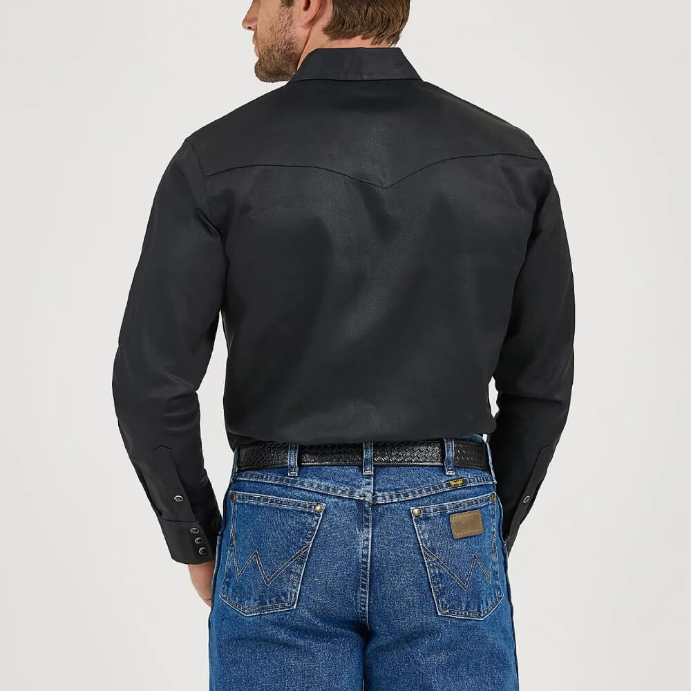 Wrangler Men's Cowboy Cut Twill Long Sleeve Snap Front Western Work Shirt Black / 2XL Wrangler Men's Cowboy Cut Twill Long Sleeve Snap Front Western Work Shirt Black / 2XL