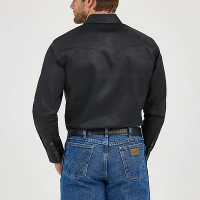 Wrangler Mens Cowboy Cut Western Work Shirt Black - MS70819