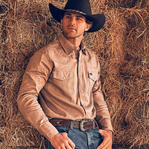 Wrangler Mens Cowboy Cut® Western Work Shirt Khaki