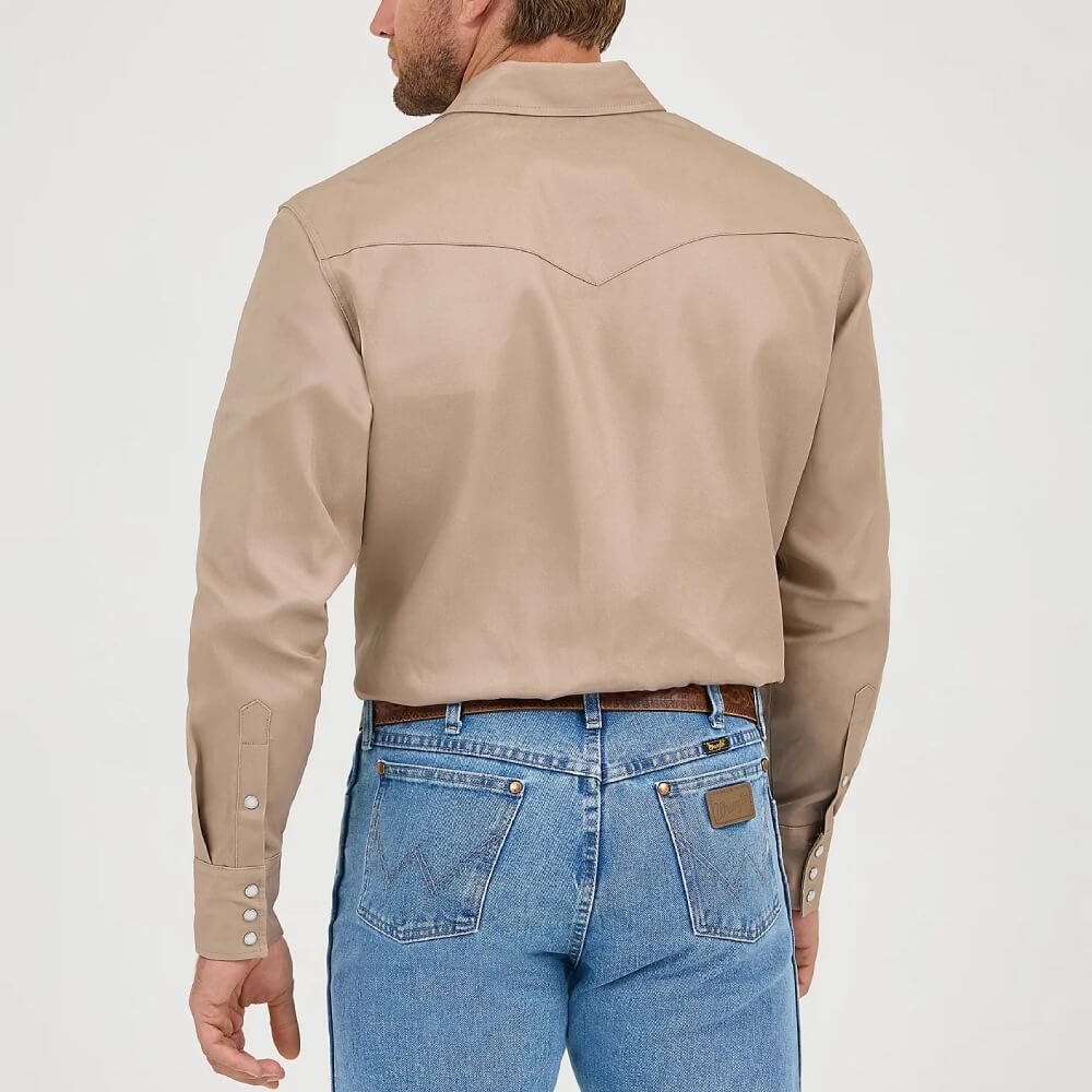 Wrangler Mens Cowboy Cut® Western Work Shirt Khaki - MS70319