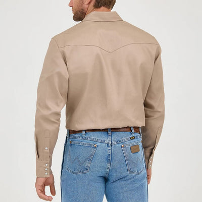 Wrangler Mens Cowboy Cut® Western Work Shirt Khaki - MS70319