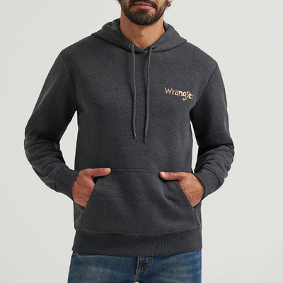 Wrangler Mens Cowboy Graphic Pullover Hoodie Dark Cowboy (Black) - 112368706