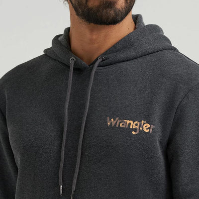 Wrangler Mens Cowboy Graphic Pullover Hoodie Dark Cowboy (Black) - 112368706