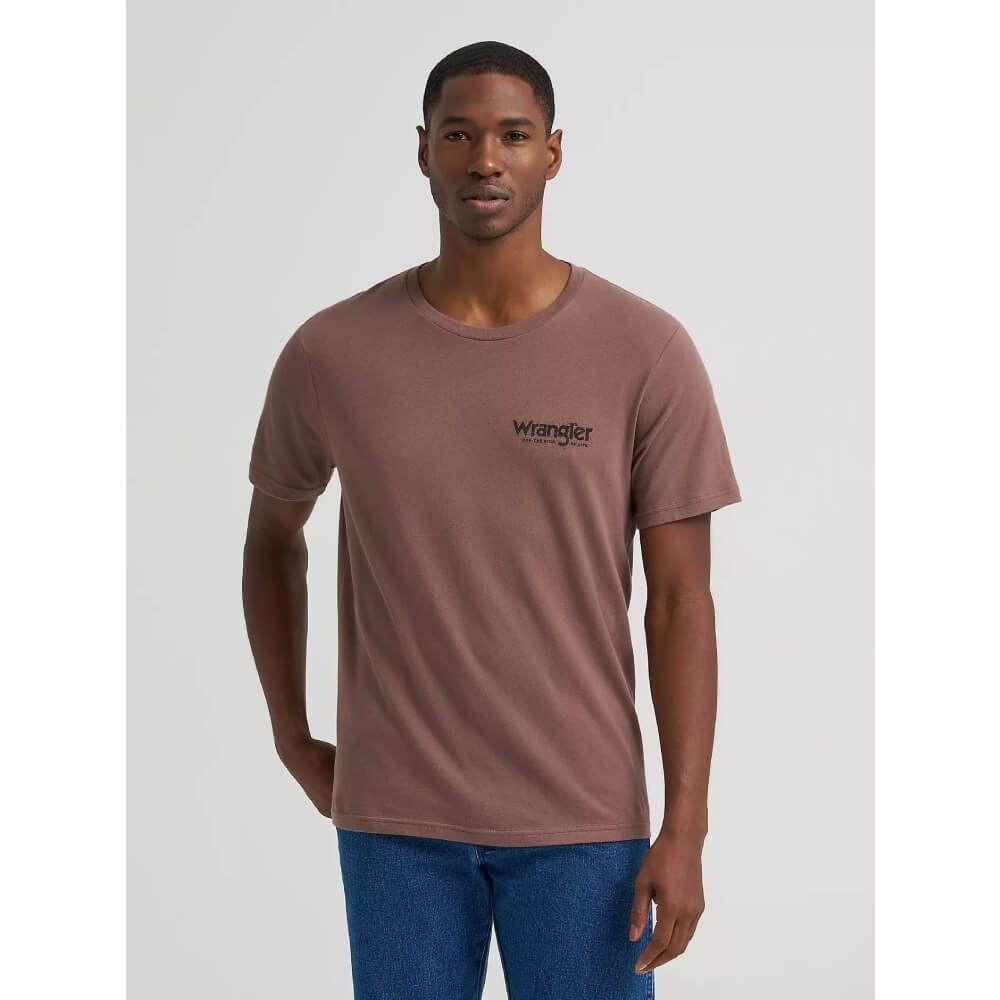 Wrangler Mens Dusty Arena Graphic T-Shirt Coffee Quartz - 112383938