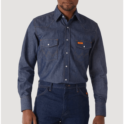Wrangler Mens FR Flame Resistant Long Sleeve Denim Work Shirt - 10FR12127