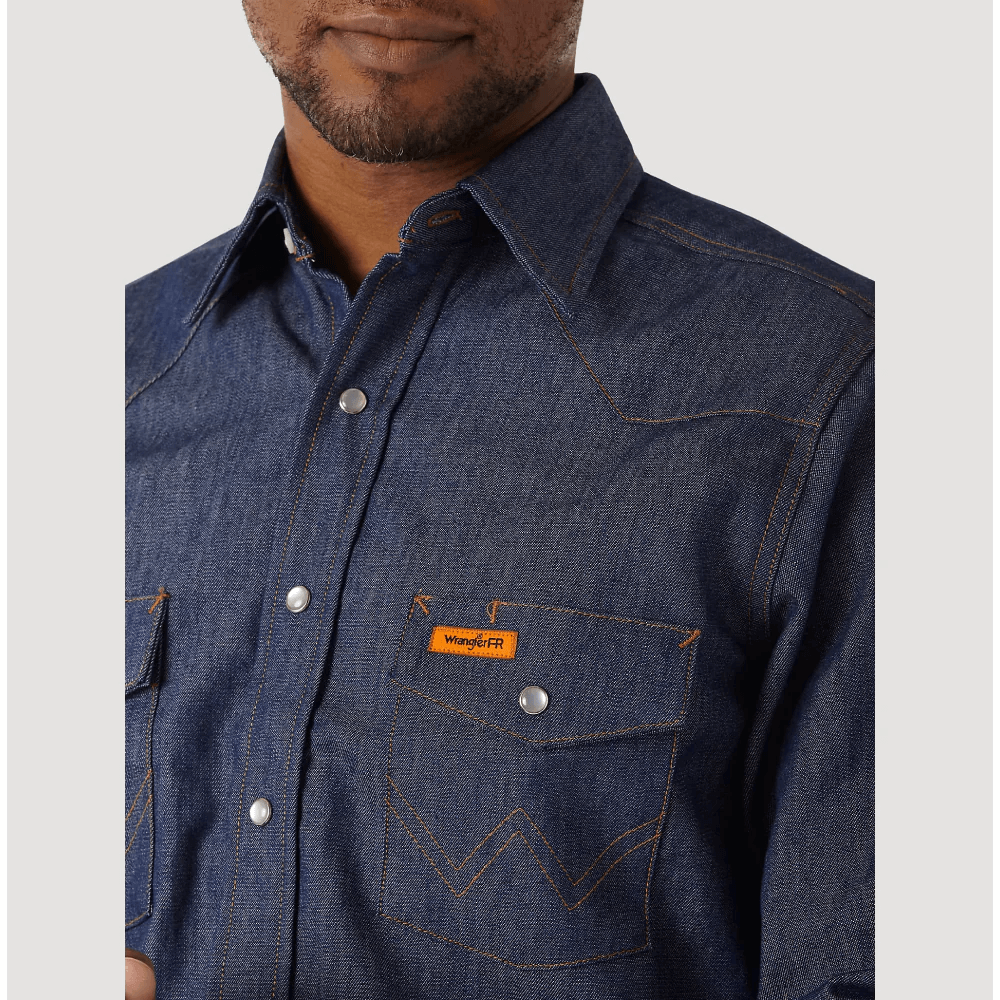 Wrangler Mens FR Flame Resistant Long Sleeve Denim Work Shirt - 10FR12127