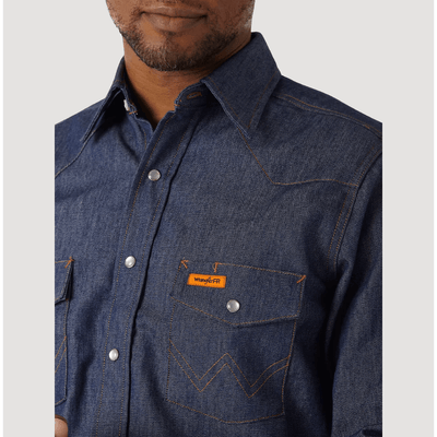 Wrangler Mens FR Flame Resistant Long Sleeve Denim Work Shirt - 10FR12127