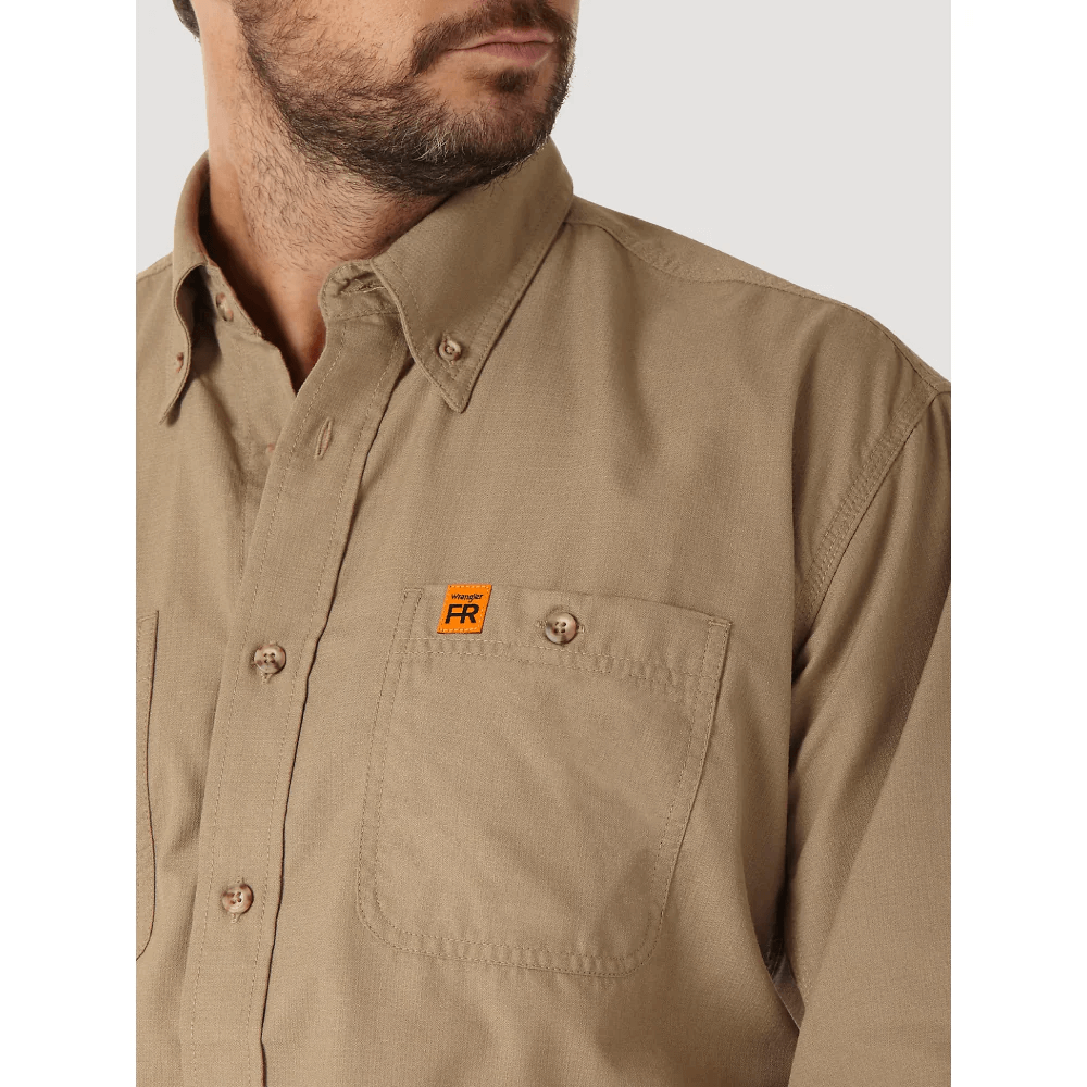 Wrangler Mens FR Flame Resistant Riggs Twill Solid Work Shirt - 10FR3W01K