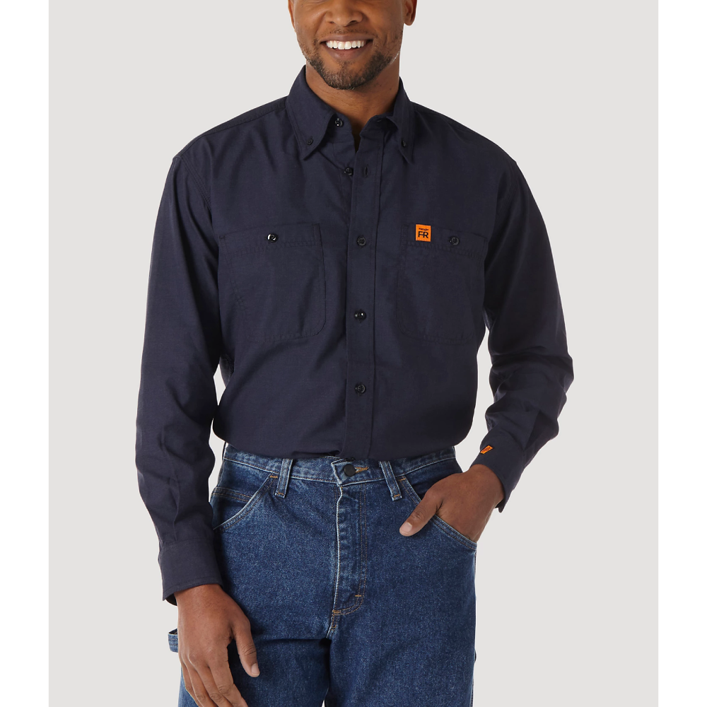 Wrangler Mens FR Flame Resistant Riggs Twill Solid Work Shirt - 10FR3W01N