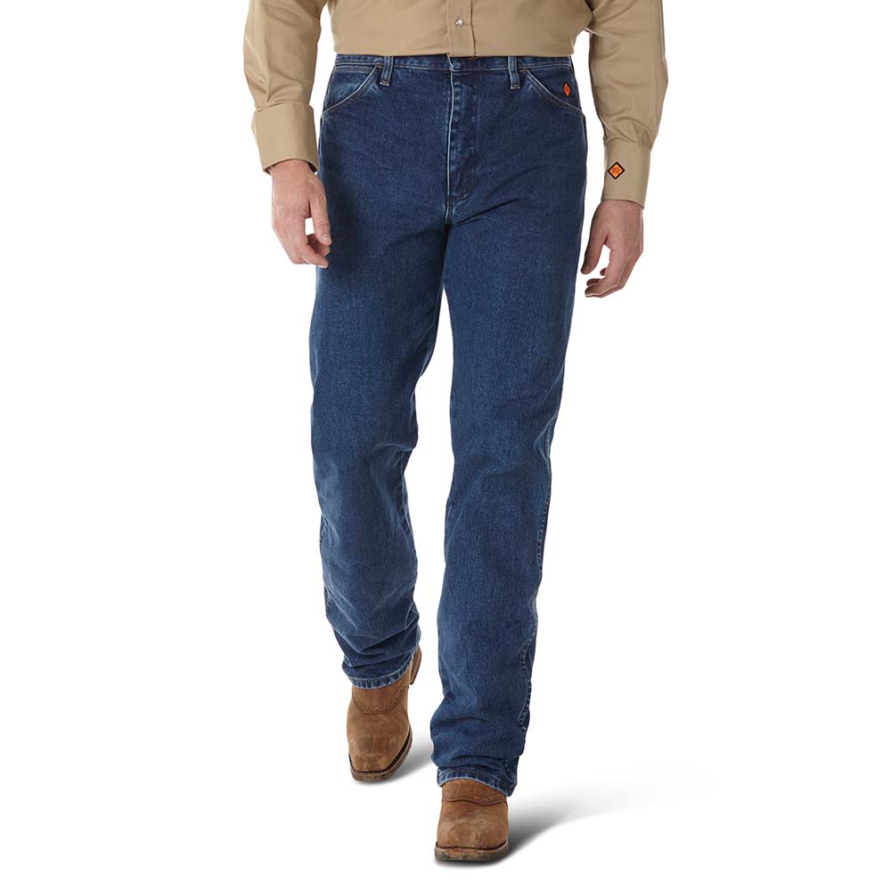 Wrangler Mens FR Original Fit Work Jeans In Stonewash - 10FR13MMS
