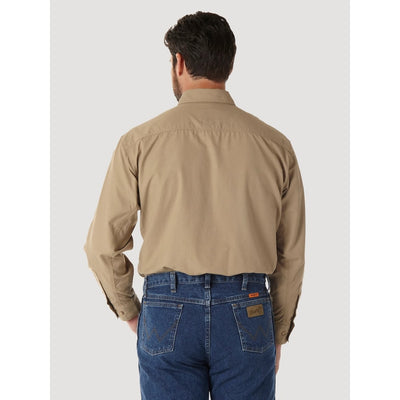 Wrangler Mens FR Flame Resistant Riggs Twill Solid Work Shirt
