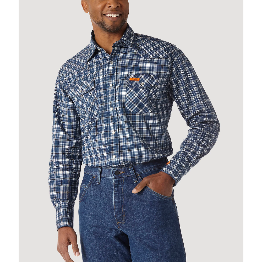 Wrangler Mens FR Snap Plaid Shirt - 10FR122BW