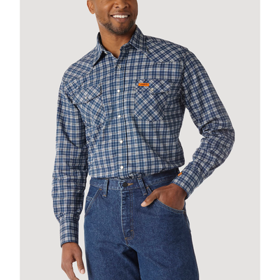 Wrangler Mens FR Snap Plaid Shirt - 10FR122BW