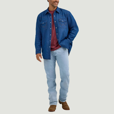 Wrangler Mens Flannel Lined Solid Work Shirt
