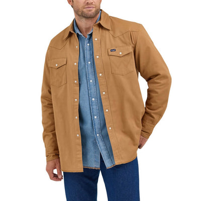Wrangler Mens Flannel Lined Work Shirt Rawhide - 112367726