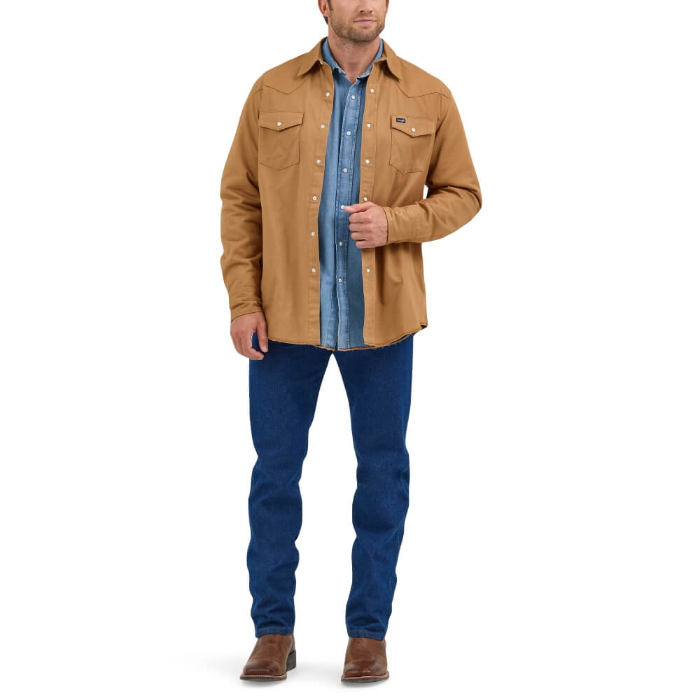 Wrangler Mens Flannel Lined Work Shirt Rawhide - 112367726