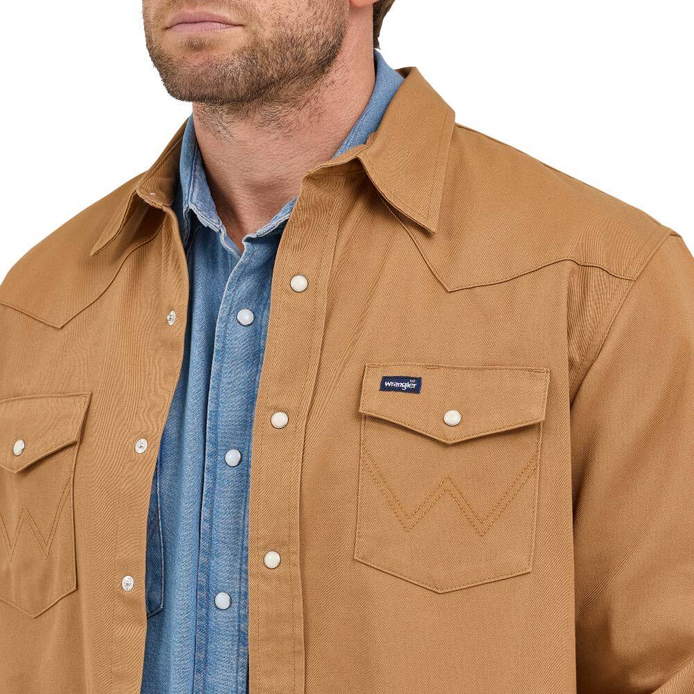 Wrangler Mens Flannel Lined Work Shirt Rawhide - 112367726