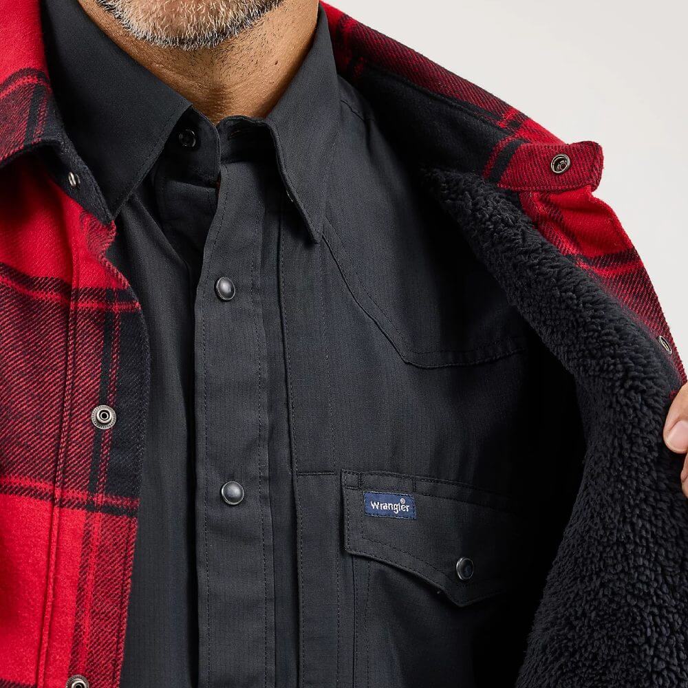 Wrangler Mens Flannel Snap Shirt Jacket