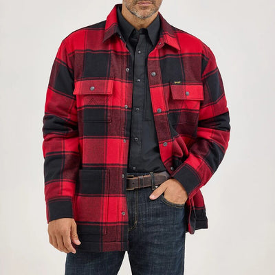 Wrangler Mens Flannel Snap Shirt Jacket Red Buffalo - 112368215