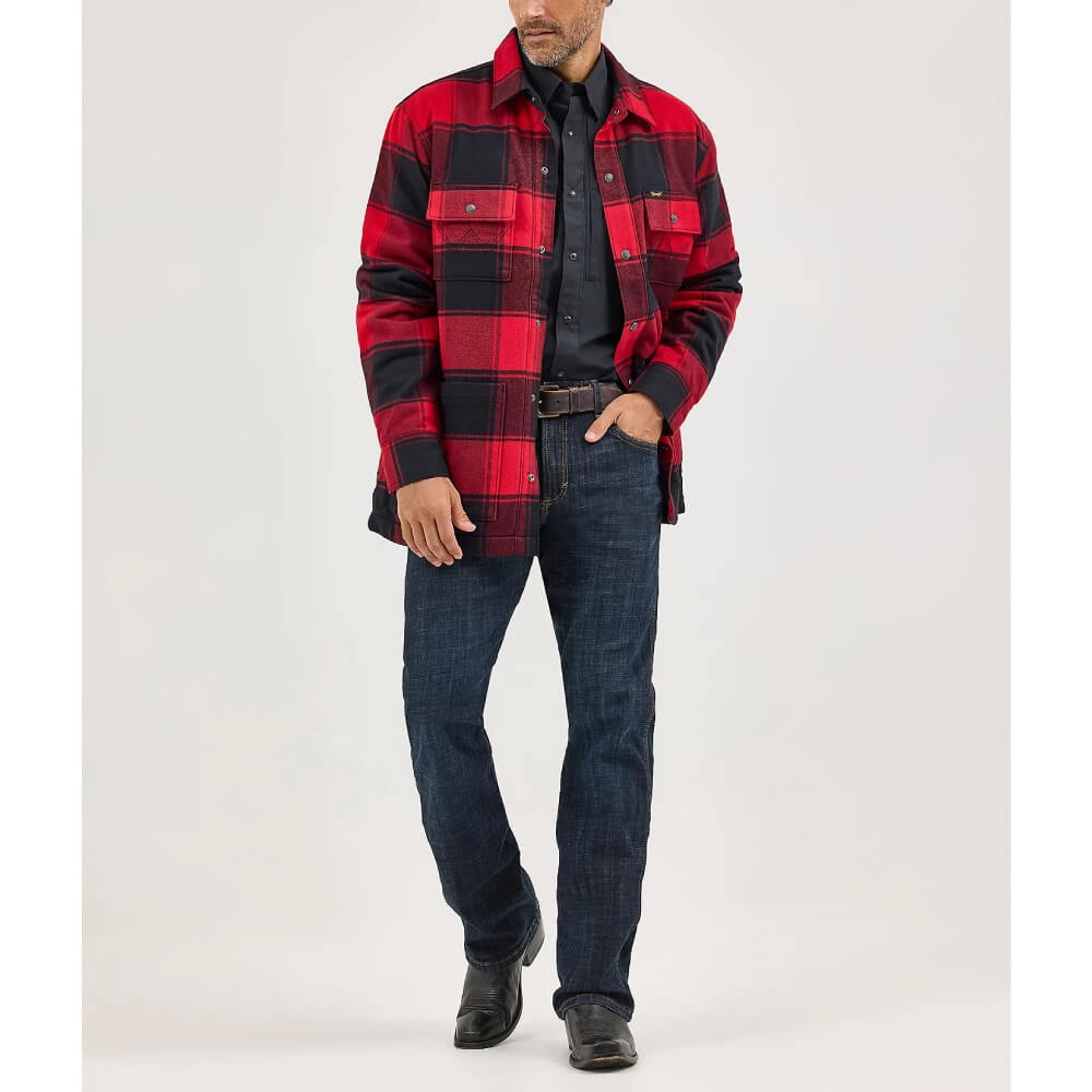 Wrangler Mens Flannel Snap Shirt Jacket Red Buffalo - 112368215