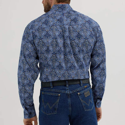 Wrangler Mens George Strait Blue Paisley Shirt