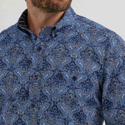 Wrangler Mens George Strait Blue Paisley Shirt