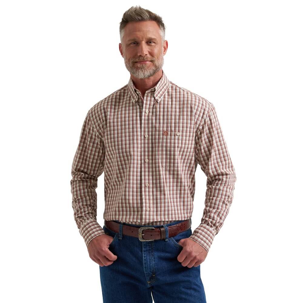Wrangler Mens George Strait Collection One Pocket Shirt Rust - 112381953