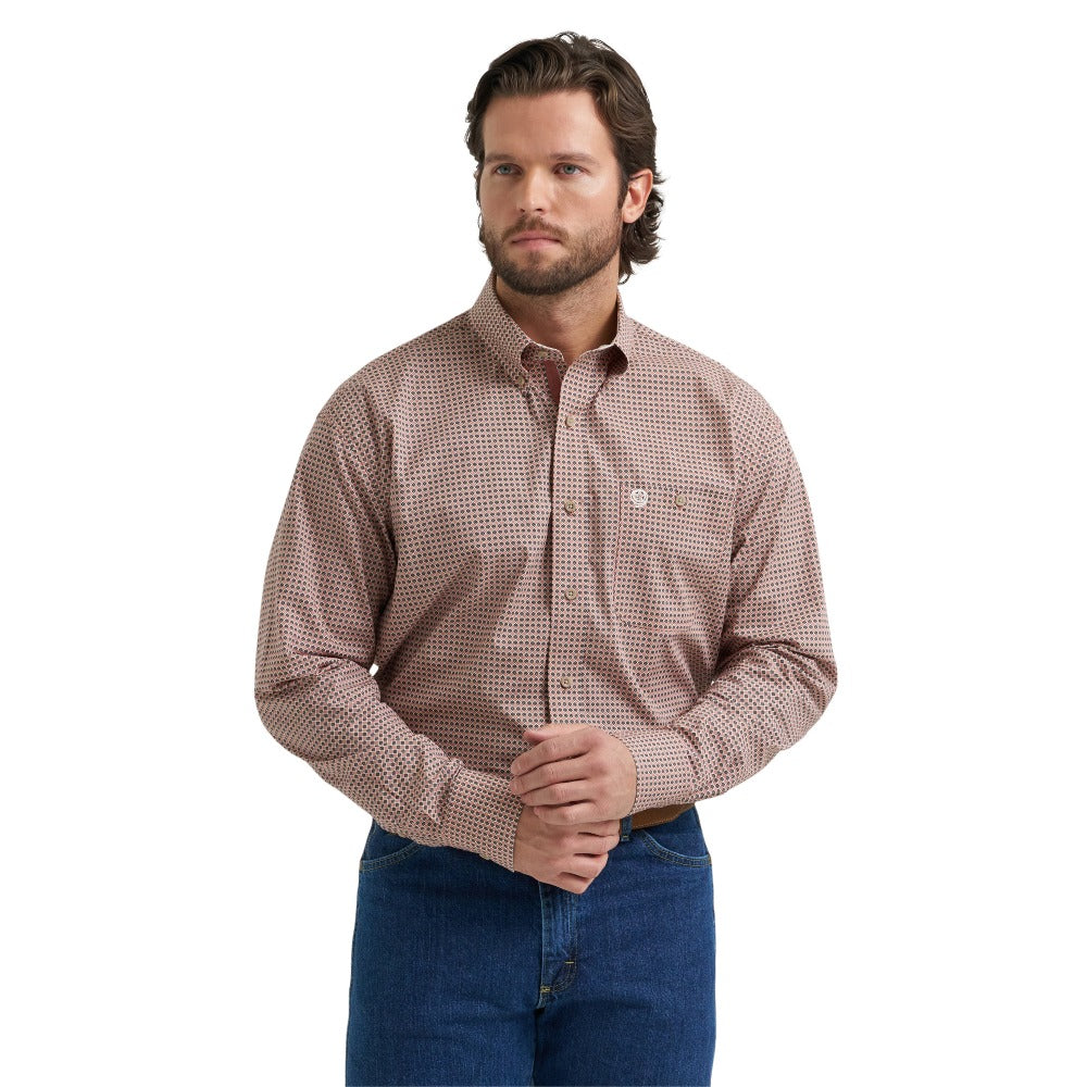 Wrangler Mens George Strait Collection One Pocket Shirt Rust - 112381954