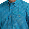 Wrangler Mens George Strait Collection One Pocket Shirt Teal - 112381971