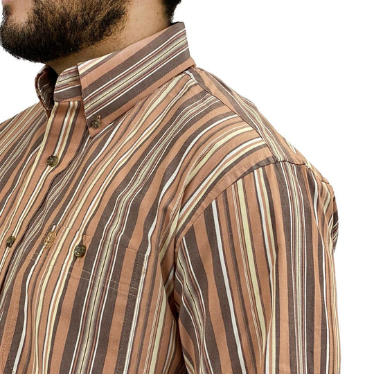 JemutのBrooklyn Western Stripe Short Sleeve Shirt 全2色 Men's Short-Sleeve Cropped Western Graphic Button-Up Shirt