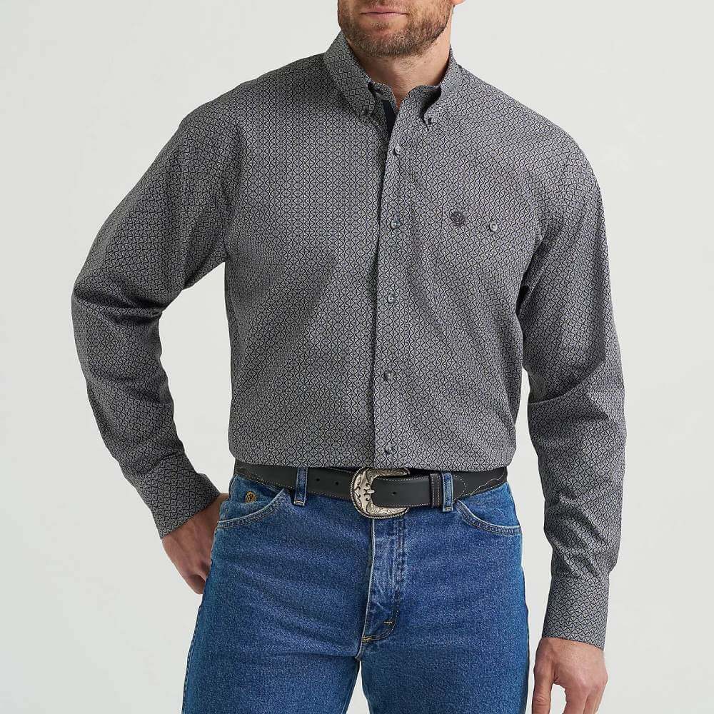 Wrangler Mens George Strait One Pocket Shirt Black Navy Hourglass - 112369598