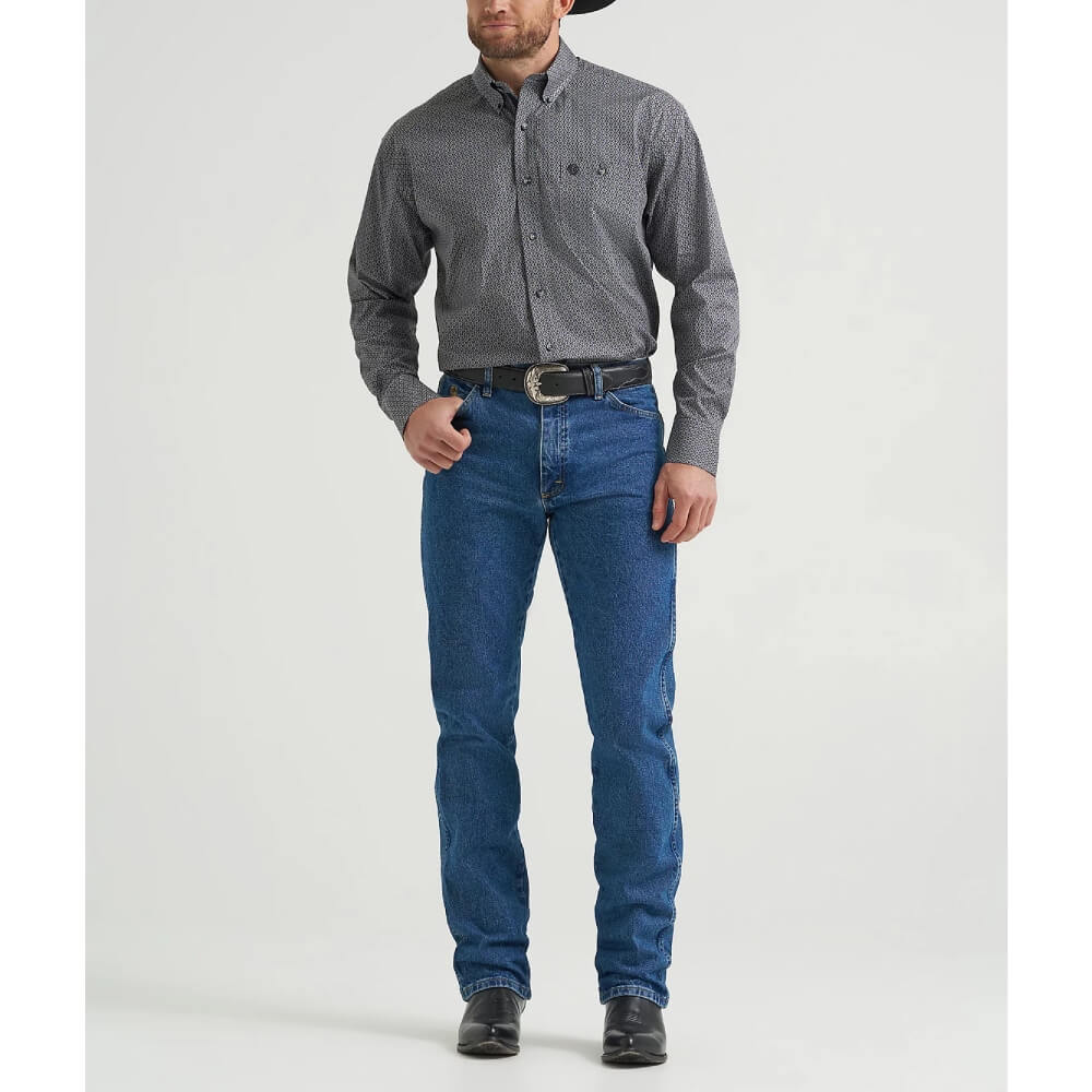 Wrangler Mens George Strait One Pocket Shirt Black Navy Hourglass - 112369598