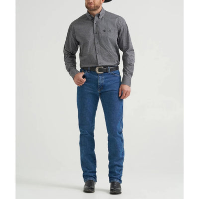 Wrangler Mens George Strait One Pocket Shirt Black Navy Hourglass - 112369598