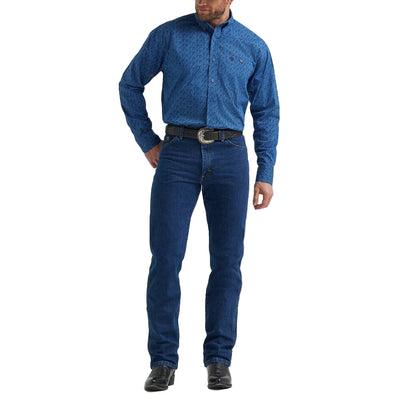 Wrangler Mens George Strait One Pocket Shirt Blue Peacock - 112369596