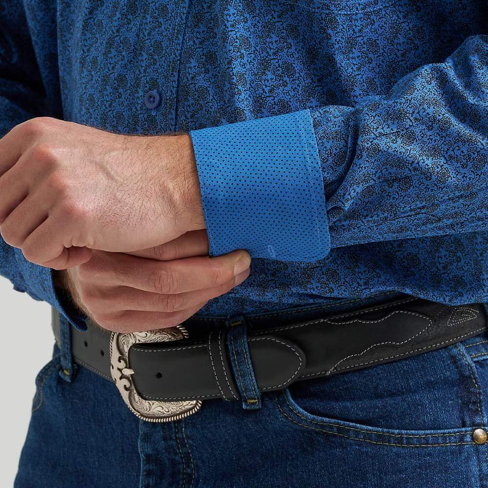 Wrangler Mens George Strait One Pocket Shirt Blue Peacock - 112369596