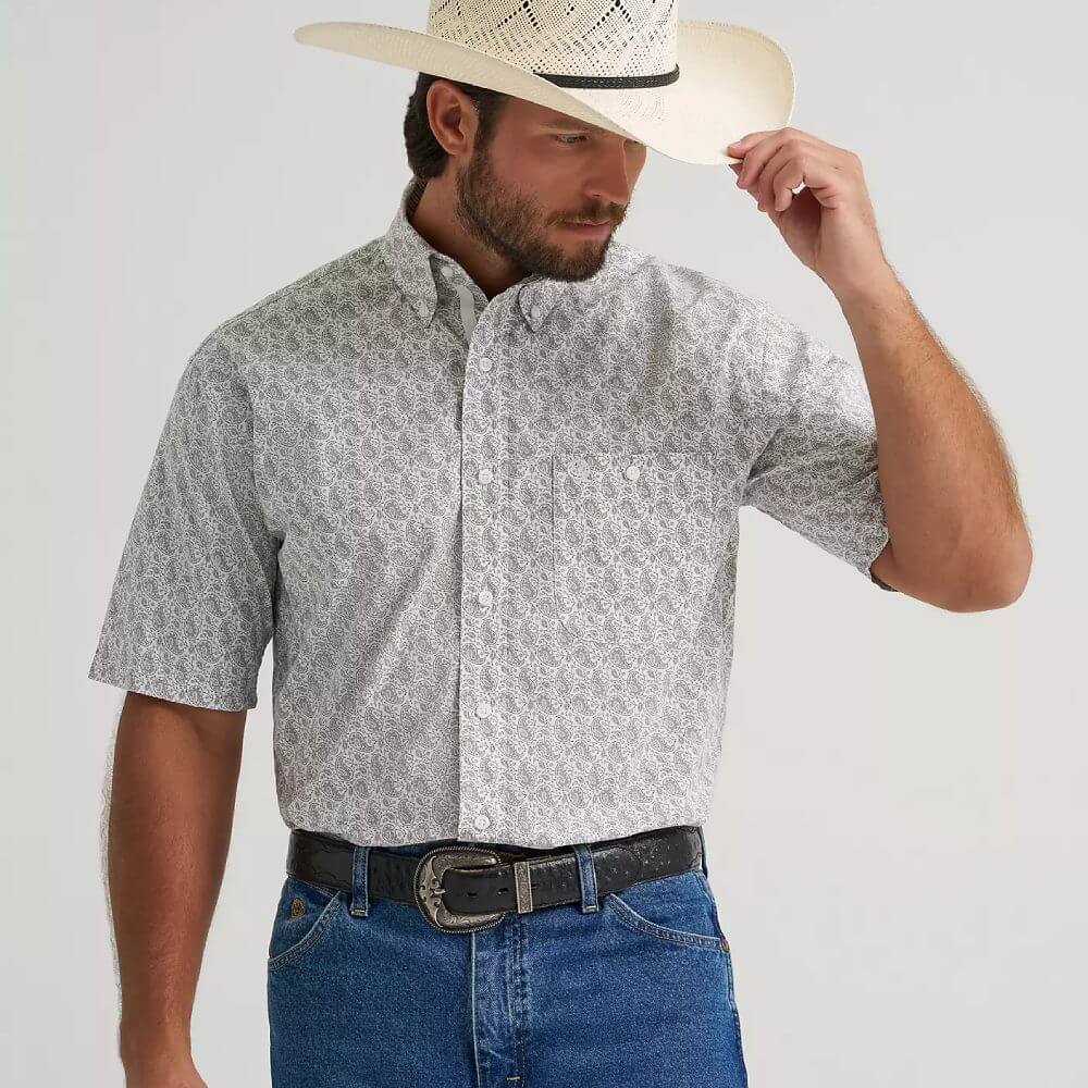 Wrangler Mens George Strait™ One Pocket Shirt Cloud Paisley - 112379056