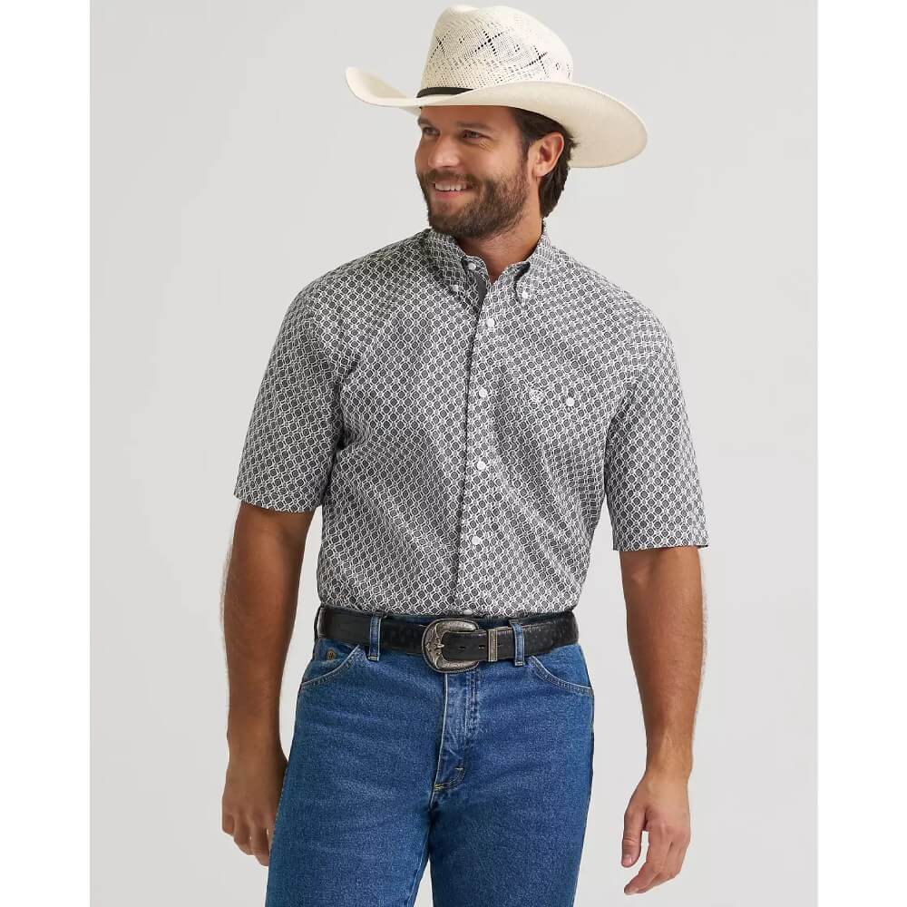 Wrangler Mens George Strait™ One Pocket Shirt Grey Medallions - 112379058