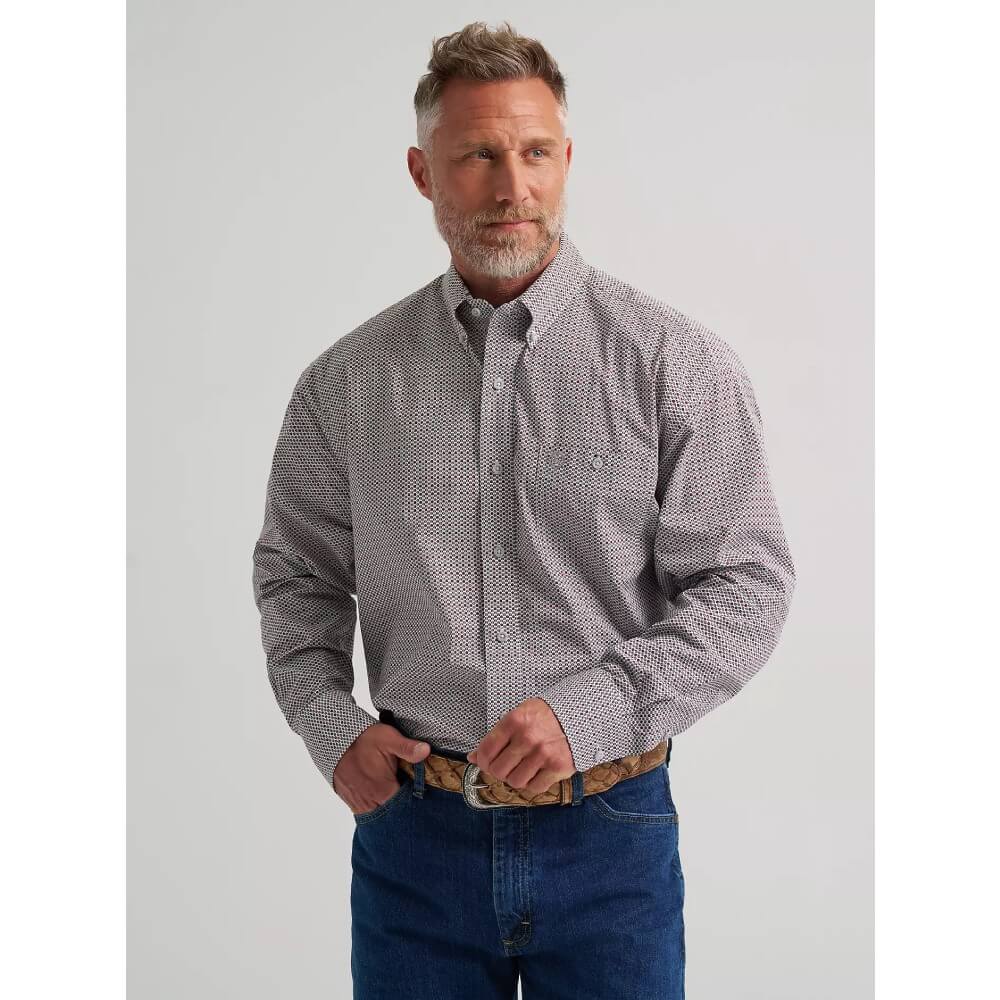 Wrangler Mens George Strait One Pocket Shirt Grey Spur - 112385357