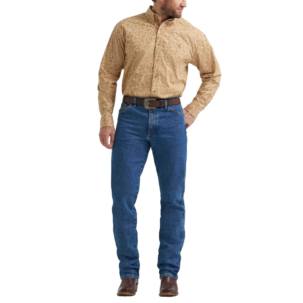 Wrangler Mens George Strait One Pocket Shirt Honey Oak Paisley (Brown) - 112369585