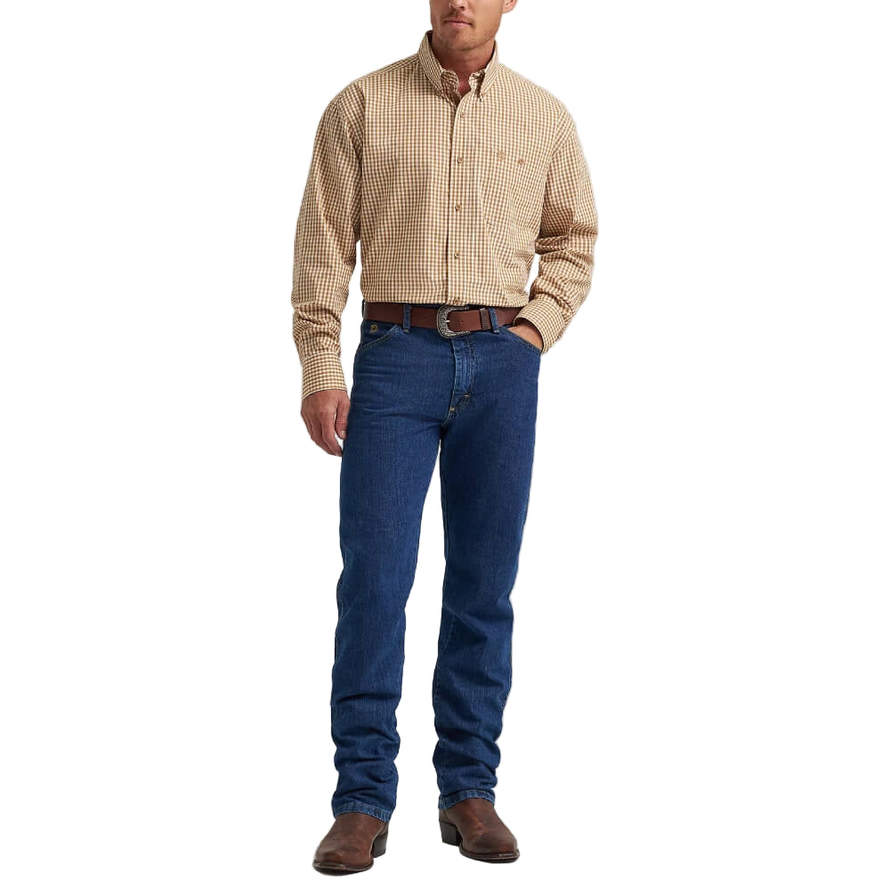 Wrangler Mens George Strait™ One Pocket Shirt Honey Oak Plaid (brown) - 112369595