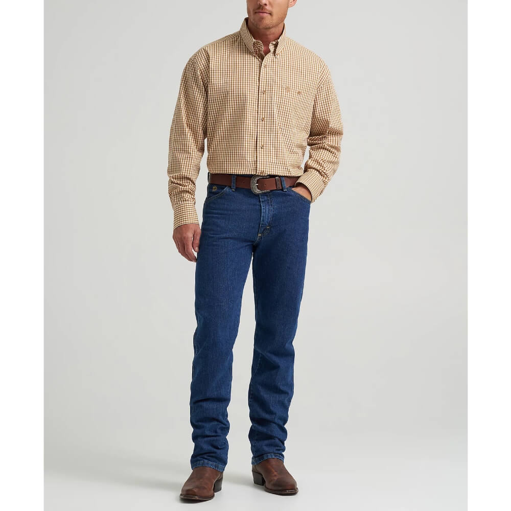 Wrangler Mens George Strait™ One Pocket Shirt Honey Oak Plaid (brown) - 112369595