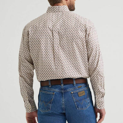 Wrangler Mens George Strait One Pocket Shirt Pale Stone Paisley - 112369580
