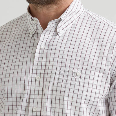 Wrangler Mens George Strait™ One Pocket Shirt White Wine Check - 112369638