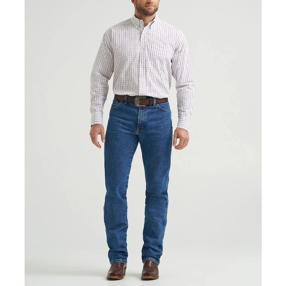 Wrangler Mens George Strait™ One Pocket Shirt White Wine Check - 112369638