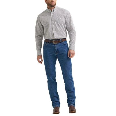 Wrangler Mens George Strait™ One Pocket Shirt White Wine Cross - 112369637