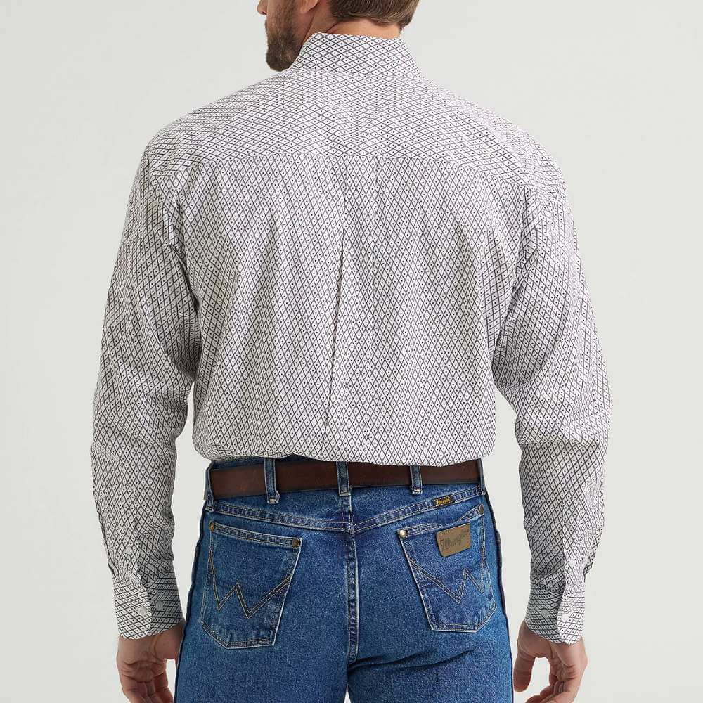 Wrangler Mens George Strait™ One Pocket Shirt White Wine Cross - 112369637