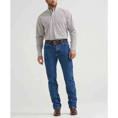 Wrangler Mens George Strait™ One Pocket Shirt White Wine Cross - 112369637