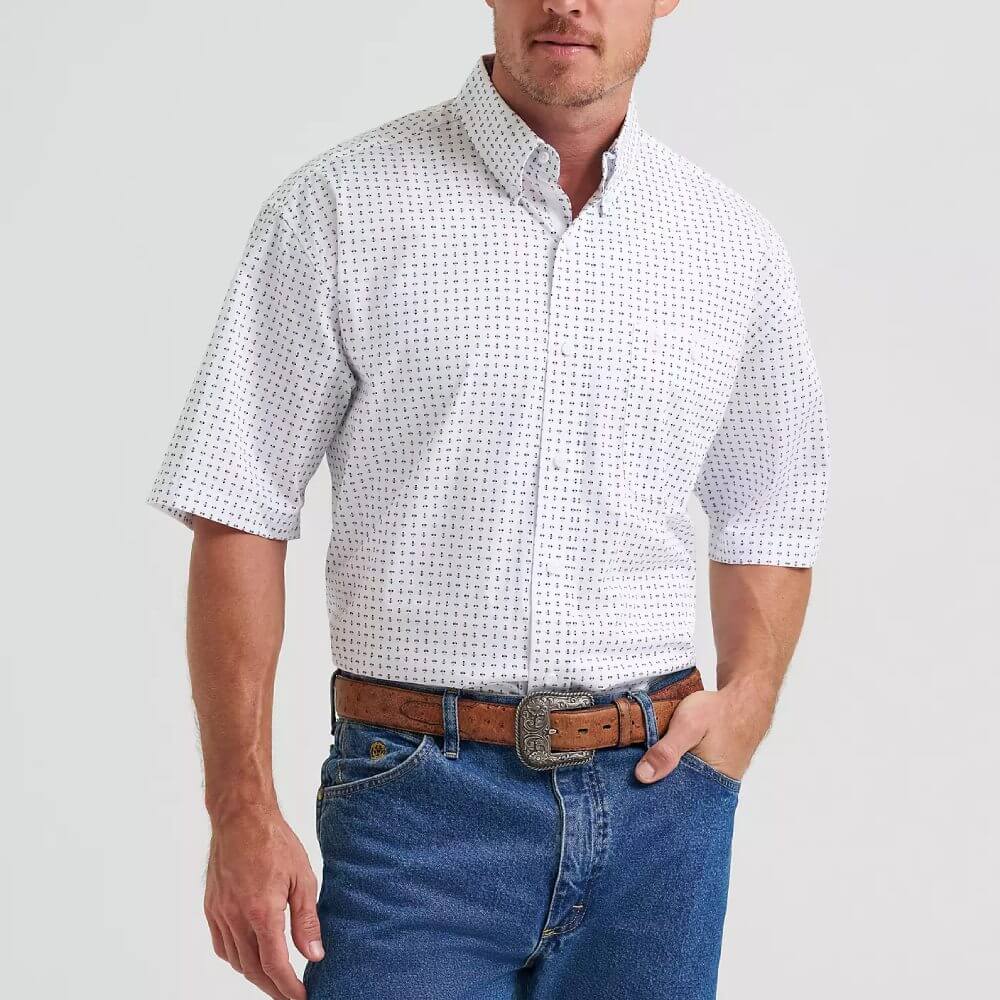Wrangler Mens George Strait Shirt Baby Blue Dots - 112374607