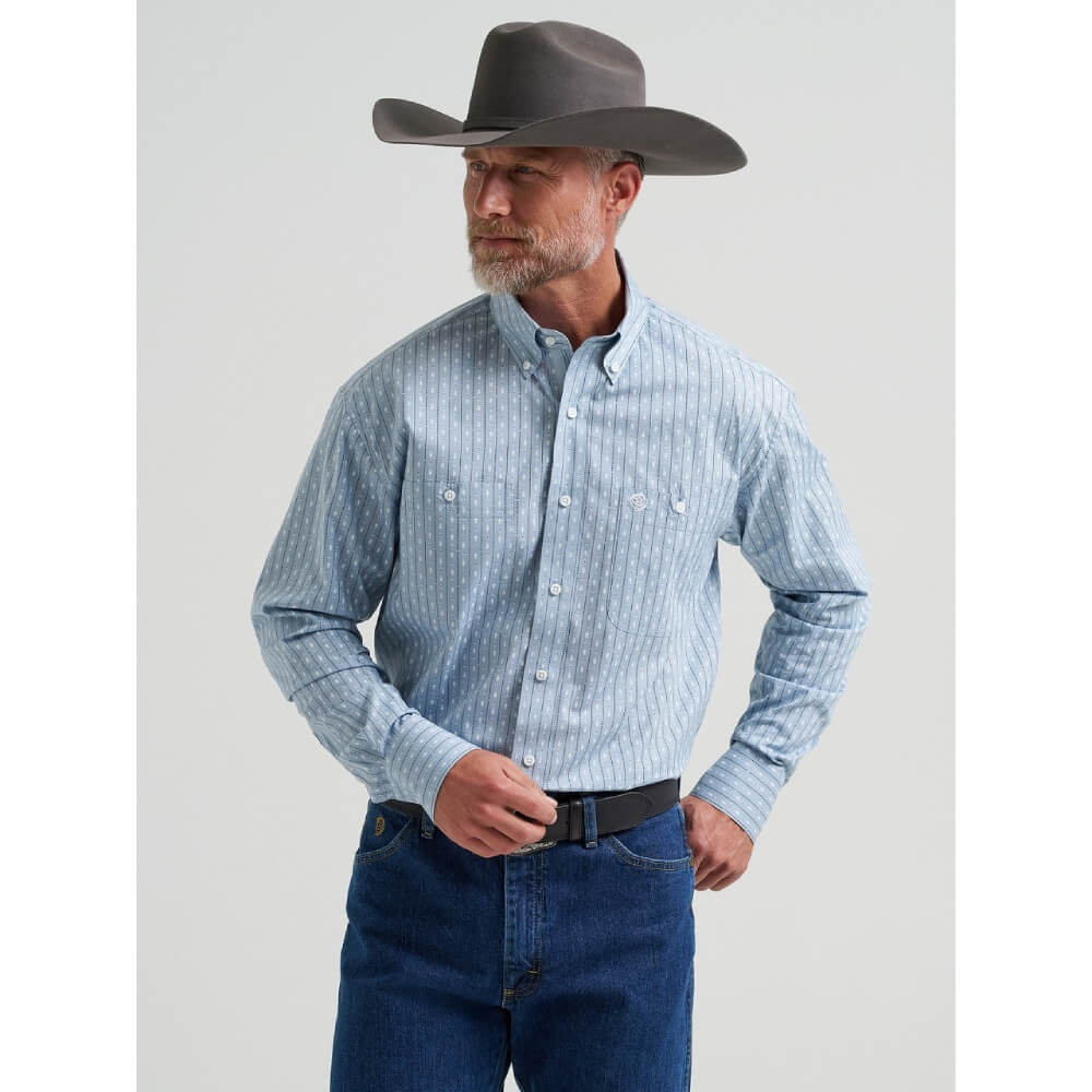 Wrangler Mens George Strait Shirt Blue - 112381962